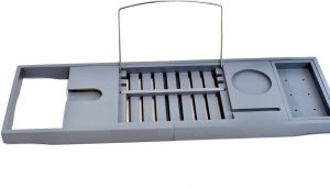 Bamboo Bath Tub Caddy Tray Bathtub Storage Organizer Shelf Wine Tablet Holder