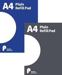 A4 Plain Refill Pad Writing Pad 160 Pages with 2 Punched Holes for Filling Grey