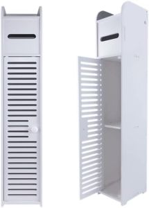 Bathroom Storage Cabinet Bathroom Floor Cabinet Freestanding 1 Door 3-Tier Side Storage Organizer