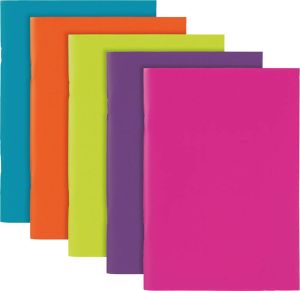 A5 Lined Ruled Notebook Notepad Polypropylene CoveredMargin Assorted Colours ONE