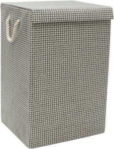 Silva Fabric Foldable Laundry Hamper With Lid And Handles Grey 85L Laundry Clothes Hamper Basket