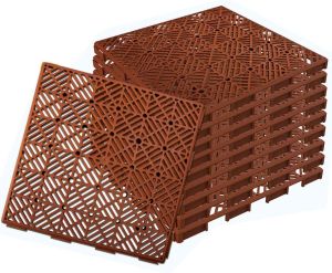 Terracotta Mesh Effect Interlocking Garden Tiles Lawn Pack Of 10 Plastic Outdoor Decking Tiles
