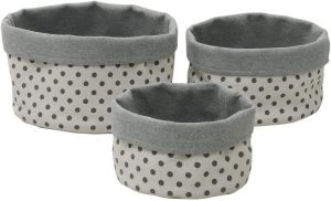 Cream Color Round Shape Textile Storage Baskets For Decorations & Gifts Use Set Of 3
