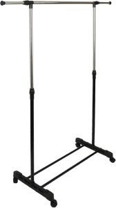 Adjustable Clothe Rail With Wheels Extendable Garment Hanging Rack Display Stand Portable Clothing Rail