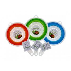 Collapsible Colander Strainer Sieve Long Handle Plastic Kitchen Strainer Assorted Color X 1pc