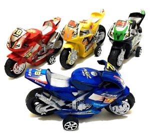 4 Pull Back Motorbike Toy Motorcycle Street Machine Friction Power Great Gift 3+