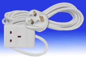 1 Gang Extension Lead Power UK Socket Plug 13 AMP With 3 Meter Cable (White)