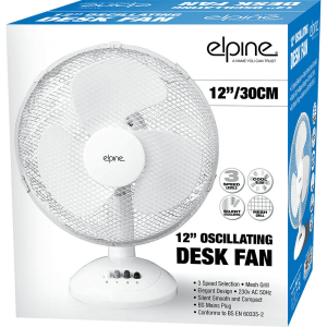 12" 30cm Oscillating Electric Desk Fan 3 Speed Silent Portable Home Office New
