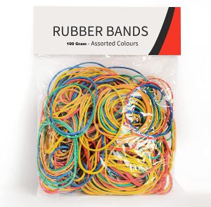 100g Strong Elastic Colour Rubber Bands Home School Office Money