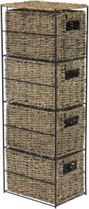 Seagrass Woven 4 Drawer Storage Tower Storage Unit Basket Storage Shelf