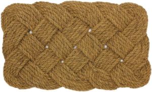 ECO Natural Coir Door MatHand Made Indoor Outdoor Knotted Rope Door Floor Mat, Brown 45 x 75 cm