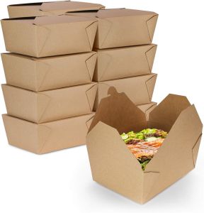98oz No.4 Takeaway Food Snack Boxes Leak Proof Kraft Deli Food Containers Boxes For Takeout Meal Prep BBQ