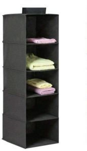 5 Tier Black Wardrobe Hanging Shelves Garment Organizer Storage Clothes Drawer