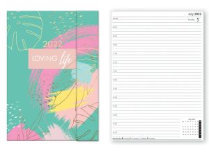 2022 A5 Hard Cover Loving Life Day Per Page Diary Planner With Magnetic Closure