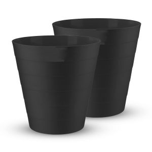 2PK Plastic Waste Paper Bin 6L Black Waste Basket Trash Can Lightweight Round Rubbish Bin