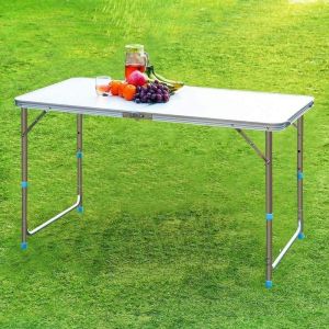 4ft Adjustable Aluminium Folding Portable Camping Table Party BBQ Parasol Carry