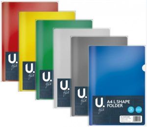 L Shape Folder Assorted Colour Home School Office/Study Supply Plastic A4 P2747