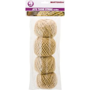 48m - 4 PK Multi-Purpose Natural Brown Jute String Rope Twine Garden String Ropes