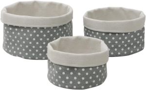 Grey Color Round Shape Textile Storage Baskets For Decorations & Gifts Use Set Of 3