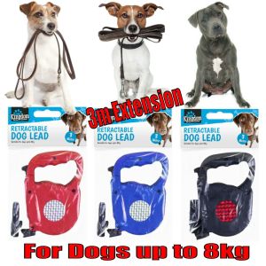 Retractable Dog Lead - Leads Training Pet Leash 3m Long Extendable Max 8 kg