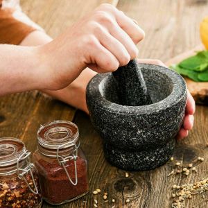 Large Pestle and Mortar Set Natural Spice & Herb Crusher Grinder Durable Stone