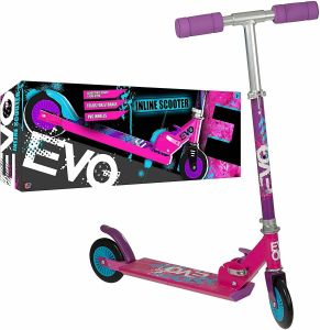 EVO Folding Inline Scooter - Kids 2-Wheel Scooter Perfect For Girls