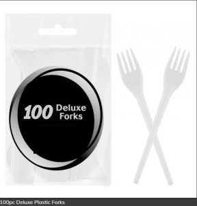 100pc Deluxe White Plastic Forks For Party Tableware Picnic Wedding Cutlery