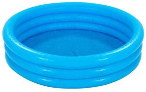 3 Ring Crystal Blue Paddling Pool Swimming Kids Garden Play Inflatable Paddling Pool 1.14m x 25cm