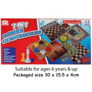 7 In 1 Games Set Compendium Chess Draughts Ludo Goose Backgammon Snakes Ladders