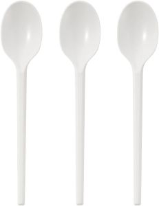 100 Heavy Duty White Spoons, Perfect for Picnics, Parties, Tableware and Dinnerware, Reusable