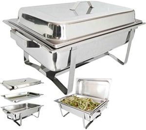 Chafing Dish Buffet Set 9L Chafer For Catering Food Pans Fuel Holders Lid Foldable Frame Food Grade Stainless Steel Food Warmer