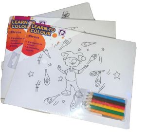 Learn To Colour Outline Colour Sets Pictures With 6 Colouring Pencils For Kids