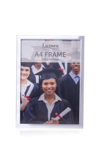 A4 Size Silver Color Frame With Hanging Hole & Desk Stand Bracket For Photo, Certificate