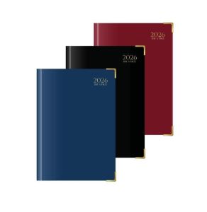 2026 A4 Page A Day Classic Luxury Diary With Half Page Weekend Metal Corner Office Desk Diary