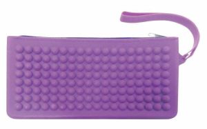 Purple Raised Dot Silicon School Pencil Storage Case - Make Up Bag Pencilcase