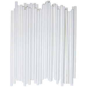 250pc Eco Friendly Bio Degradable Party Straws Plastic White Smoothie Straw