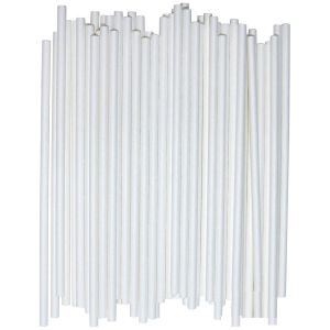 250pc Eco Friendly Bio Degradable Party Straws Plastic White Smoothie Straw