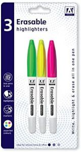 3 x Erasable Highlighter Pen Markers Assorted Colour for Office School Kids Home