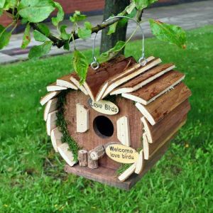 Garden Hanging Birds Hotel Feeder Wooden Weather Resistant Birds Cage Nest Box