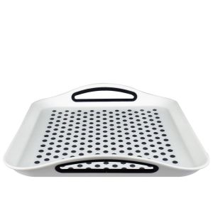 Anti Non Slip Food Serving Tray High Grade Plastic With Rubber Grippers[White]