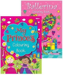 Squiggle Girls My Princess & Ballerina A4 Colouring Books - Great Gift Set of 2