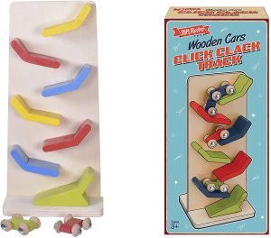 Wooden Toys Click Clack Racing Cars Kids Retro Toys Car Run Christmas Gift