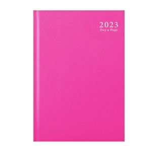 2023 A4 Day A Page Hard Backed Desk  Diary Productivity A4 Daily Planner (Pink)