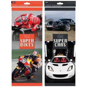 2022 Super Slim Calendar Super Bikes and Super Cars Slimline Calendar New Year Calender Month View Office