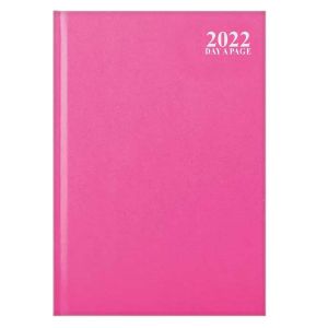 2022 A5 Day A Page Diary Pastel Half Page of Saturday Sunday DAP Pink With Hardback