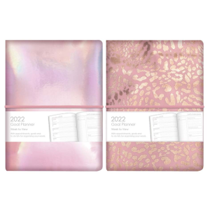 2022 A6 Goal Organiser Planner Week To View Diary Iridescent Metallic & Pattern For Home & Office