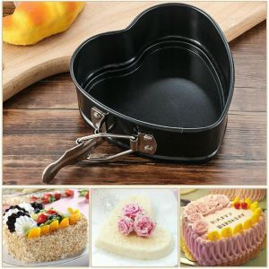 Kids Heart Shape Cake Tin Springform Cake Tins Non-Stick Shaped Cake Pan DIY Baking Mold 12x11.5x4.5cm