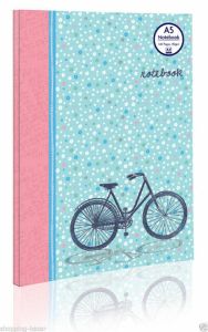 Notebook A5 Vintage Floral Bike Bicycle Hard Cover Ruled 140 Pages Notepad 80gsm