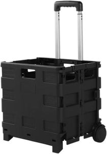 Foldable Shopping Trolley 25 Kg Boot Cart with Wheels Large Folding Supermarket Grocery Shopping Boot Cart