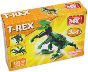 Blue Frog Toys Velociraptor T-REX Dinosaur Building Bricks Toy Set - 243pcs